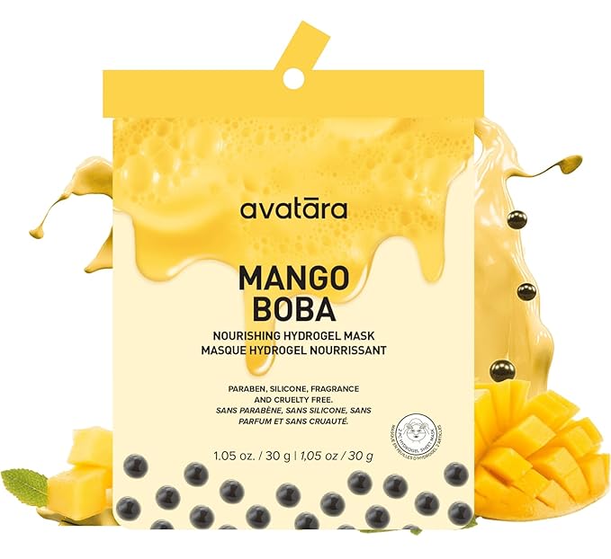 Avatara Mango Boba Nourishing Hydrogel Mask, 2-Piece Hydrating, 30 g, 1-Pack