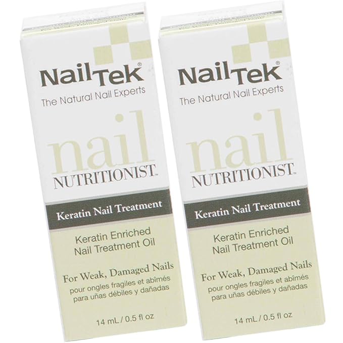 Nail Tek Nail Nutritionist, Keratin Enriched Nail Treatment Oil for Weak and Damaged Nails, 0.5 oz, 2-Pack