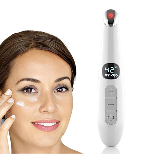 Eye Lift Wand, 3 in 1 Vibrating Red Light 98°F to 113°F LCD Display Eye Massager for Dry Eyes, Dark Circles and Puffiness, Electrical Face, Neck Sculpting Pen for Fine Lines and Wrinkles