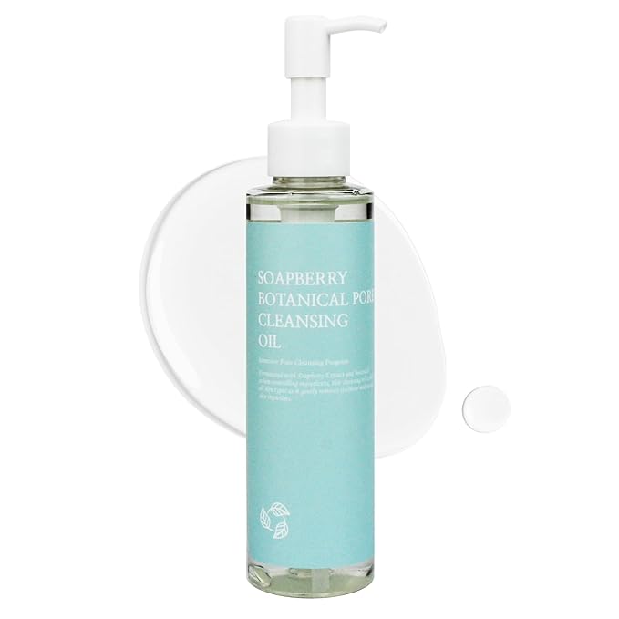 Soapberry Botanical Cleansing Oil, Korean Facial Cleanser Makeup Remover for Heavy Makeup with Jojoba, Apricot, Avocado Oil, Blackhead Removal (5.07 fl. oz, 150ml)