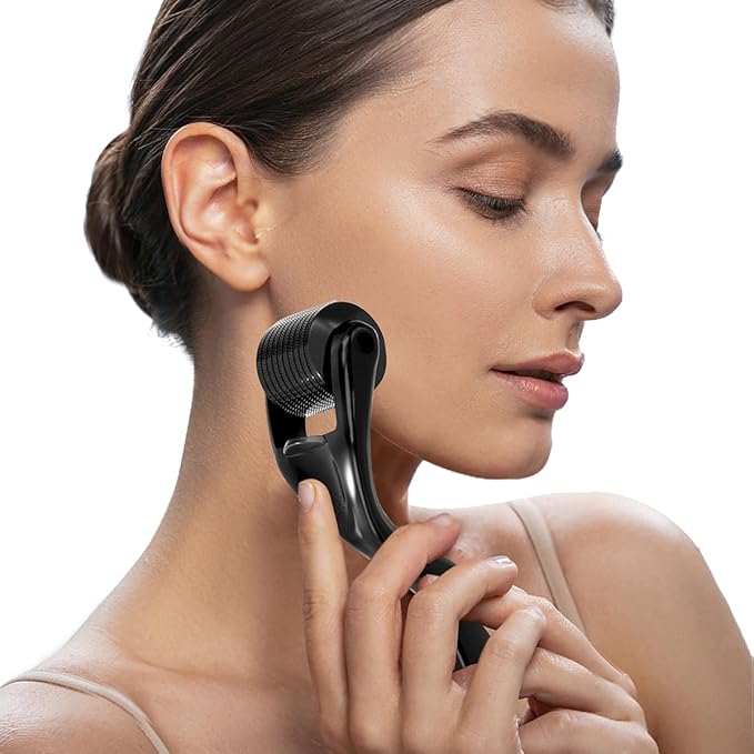 540 Titanium Derma Roller For Face Hair Beard,Scalp Derma Roller, Beard Microneedle Roller,Personal Use Microneedling Roller Microdermabrasion Cosmetic Beauty Instrument For Men Women(Black 1.o)