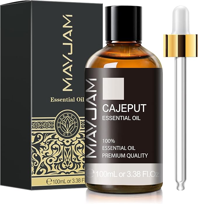 Cajeput Essential Oil, 3.38FL.OZ Pure Essential Oils with Glass Dropper, Large Volume Cajeput Oil, Perfect for Massage, DIY Candle and Soap Making(100ML)
