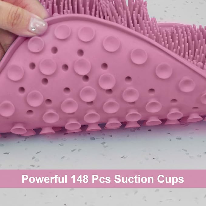 BESKAR 2Pack Shower Foot Scrubber Mat, Foot Scrubbers for Use in Shower, Cleaning & Exfoliating Your Feet No Bend