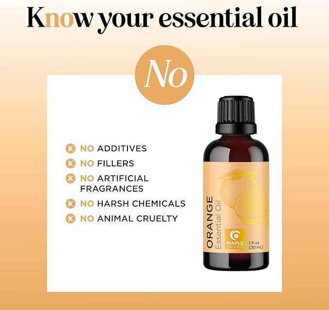 Pure Sweet Orange Essential Oil - Cold Pressed Orange Oil Essential for Diffuser Humidifier and Skin Use - Aromatherapy Diffuser Oil and Cleansing Citrus Essential Oil for Hair Skin and Nails