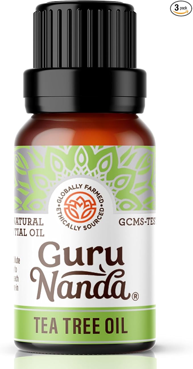 GuruNanda Tea Tree Essential Oil (3x1 Fl Oz) - 100% Pure, Undiluted Aromatherapy Oil for Diffusers, Massages & DIY Recipes - Helps in Skin & Hair Care