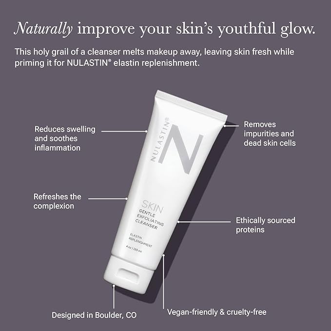 NULASTIN Gentle Exfoliating Face Wash for Women & Men - SKIN Facial Cleanser - Sulfate-Free, Vegan-Friendly & Cruelty-Free - Melt Makeup & Scrub Impurities Away with Every Wash (4 Oz)