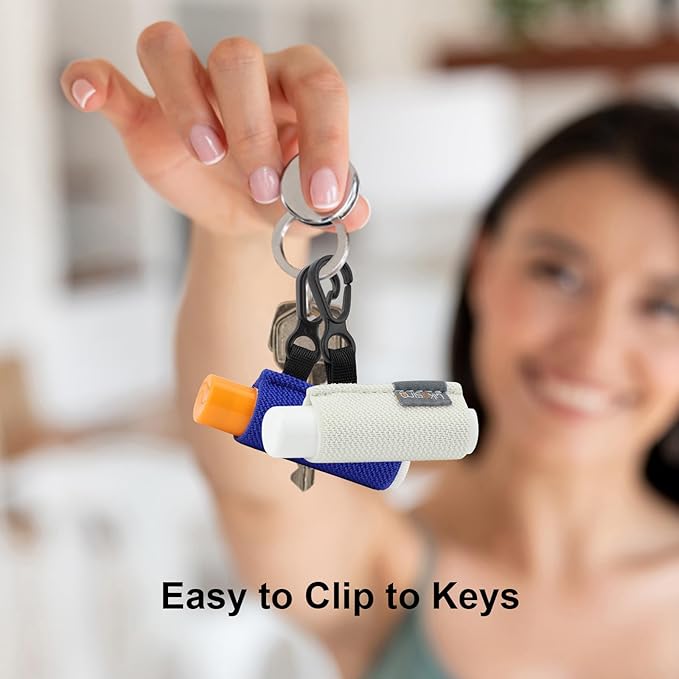 Lip Balm Holder Keychain, 8 Pack Chapstick Keychain with Clip On for Backpacks, Elastic Lipstick Sleeve Holder Keychain Gifts for Friends Women Girls Boys Man