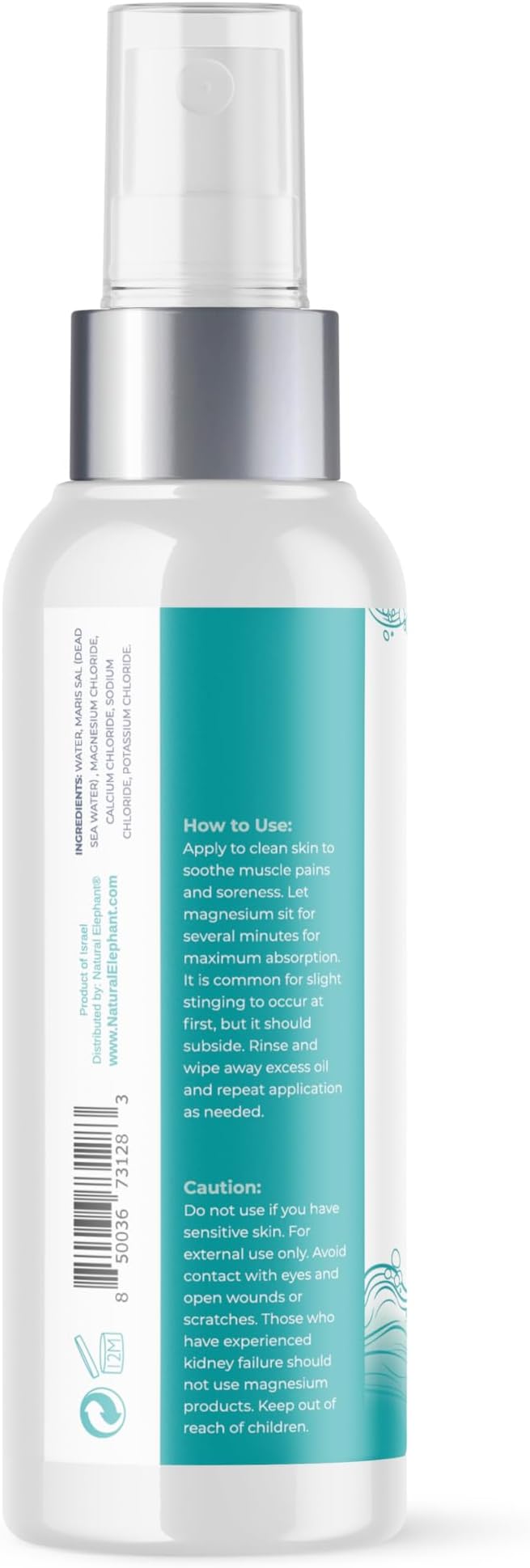 Natural Elephant Dead Sea Magnesium Oil Spray for Topical Use | 100% Pure | 4 fl oz (Pack of 3) | Promotes Relaxation and Well-Being