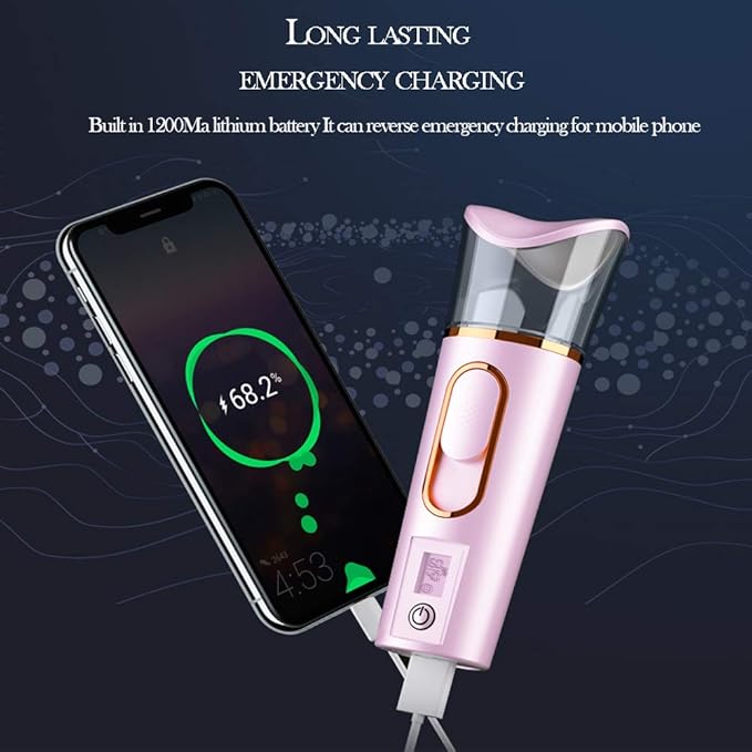 Nano Facial Mister with Skin Analyzer Moisture Tester, FANTEXY Portable Mini Cool Face Mist Steamer with USB, Handy Facial Sprayer for Eyelash Extensions, Face Moisturizing,Hydration Refreshing