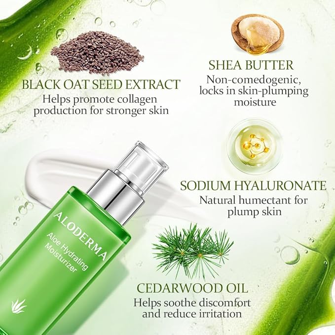 Aloderma 71% Organic Aloe Vera Hydrating Face Moisturizer for Soft and Nourished Skin - Light and Oil-Free Aloe Vera Moisturizer with Hyaluronic Acid for Soothing Hydration - Face Lotion, 3.5oz