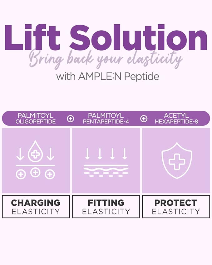 AMPLE:N Peptide Shot Serum - Korean Anti-Aging Face Serum with Peptide Threads to Minimize Wrinkles and Improve Firmness - Lift Sagging Skin - Visibly Plump, 1.01 fl. Oz