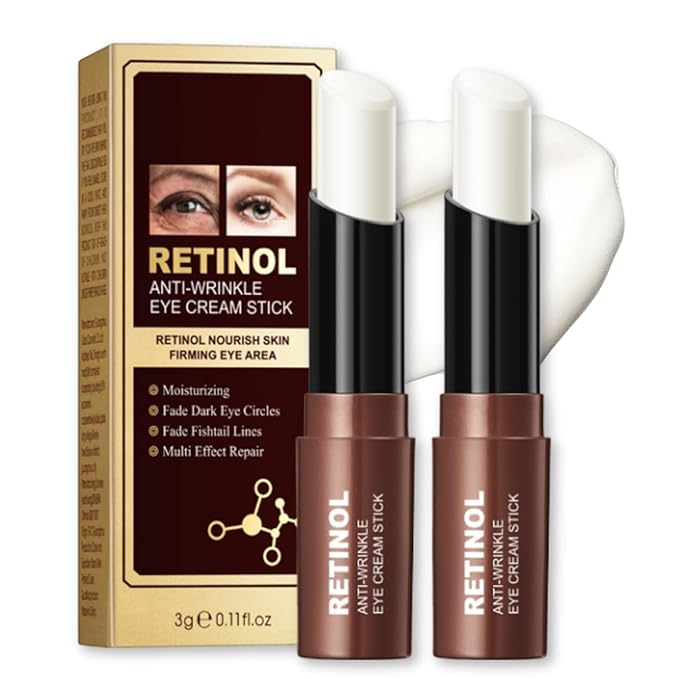 2PCS Retinol Eye Stick - Retinol Eye Cream Anti Aging - Under Eye Cream for Da rk Circles - Serum for Puffiness and Bags under Ey es - Skin moisturizer for Women Hydrates,Firms,Smooth(2pcs)