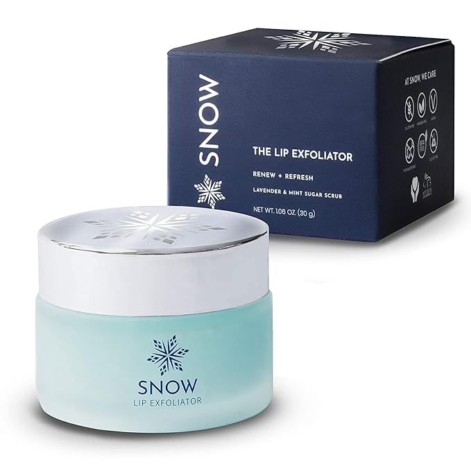SNOW Lip Exfoliating Sugar Scrub - Lip Scrub Exfoliator for Plump & Soft Lips - Care Product with Jojoba Oil Moisturize Dry Lips Care Kit Essential Lavender & Mint