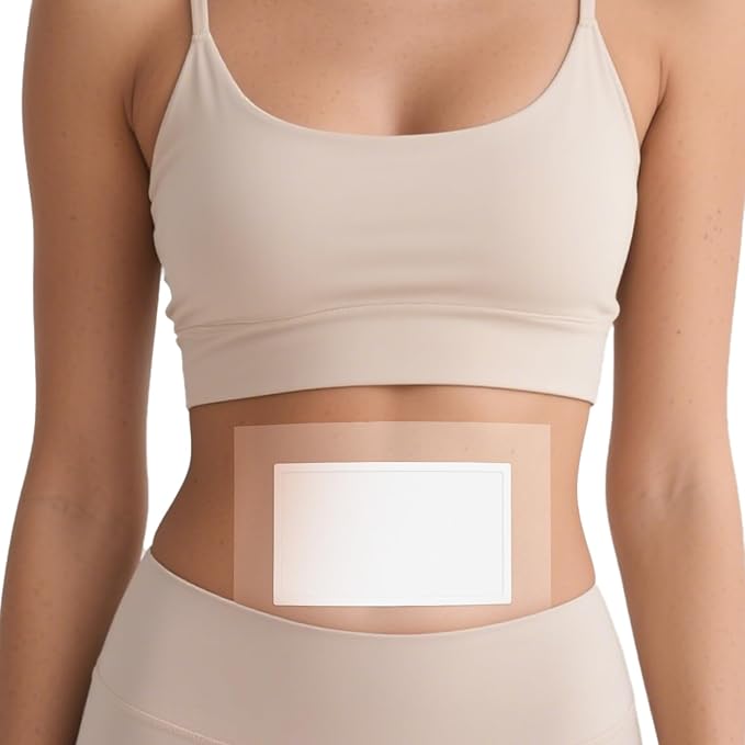 20 Pcs Disposable Clear Castor Oil Patches, Pu Film Waterproof Castor Oil Belly Button Patch, 7.9 x5.5'' Organic Cotton Pads Self-Adhesive, Hypoallergenic, Suitable for Navel, Abdomen, (Oil-Free)