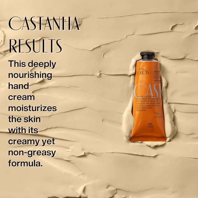 natura - Ekos Castanha (Brazil Nut) Hand Cream - Anti-Dryness Hand Balm - 24-Hour Deep Hydration Skin Moisturizer - Vegan Skin Care - Brazilian Beauty Secrets - Self Care & Body Care - 1.41oz (40g)