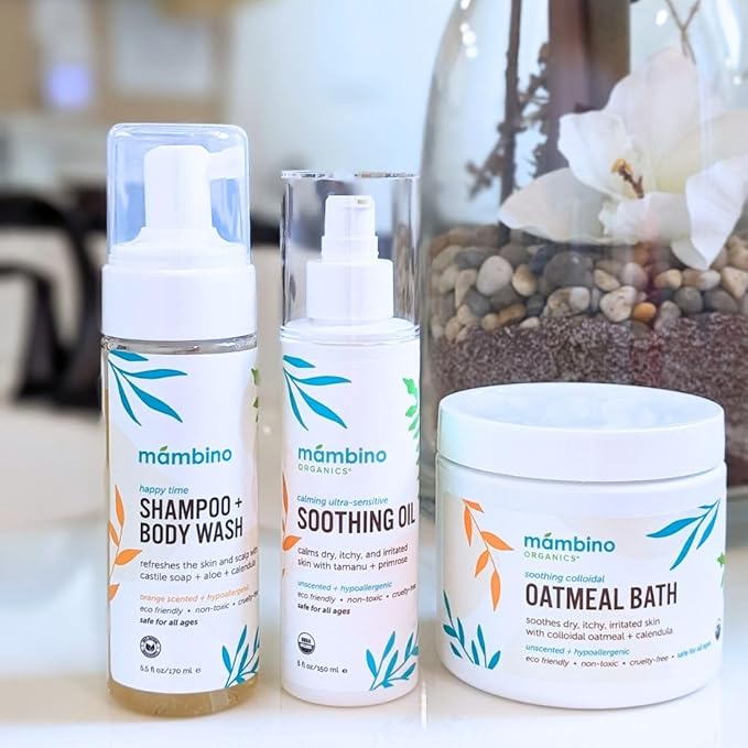 Massage Baby Oil – Organic, Nourishing with Egyptian Calendula, Chamomile & Lavender – Gentle for After-Bath Relaxing – Cruelty-Free Baby Oils for Baby & Kids by Mambino Organics, 2-Pack 5 fl oz