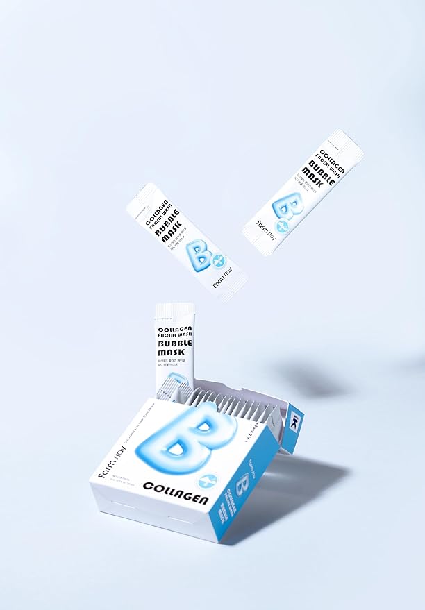 Collagen Facial Wash Bubble Mask, Korean Pore Cleanser for Blackheads, Exfoliator Dead Skin Cells, Deep Cleansing & Hydrating, Non-Irritating & Soothing for Sensitive Skin, For Men & Women, 20 pcs