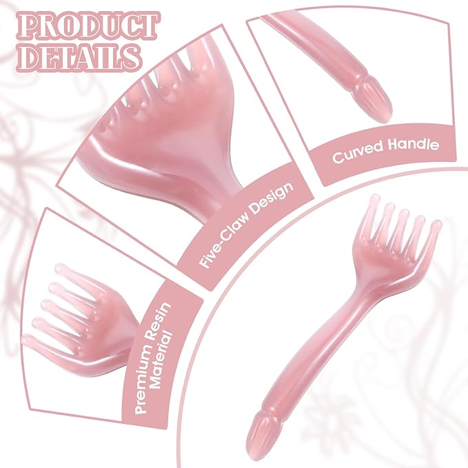 2PCS Head Scalp Massagers, Resin Hair Growth Scalp Combs Handheld Five Claw Massage Tool, Portable Face Body Head Scratcher, Meridians Massager Manual Gua Sha Hair Brush for Women Men