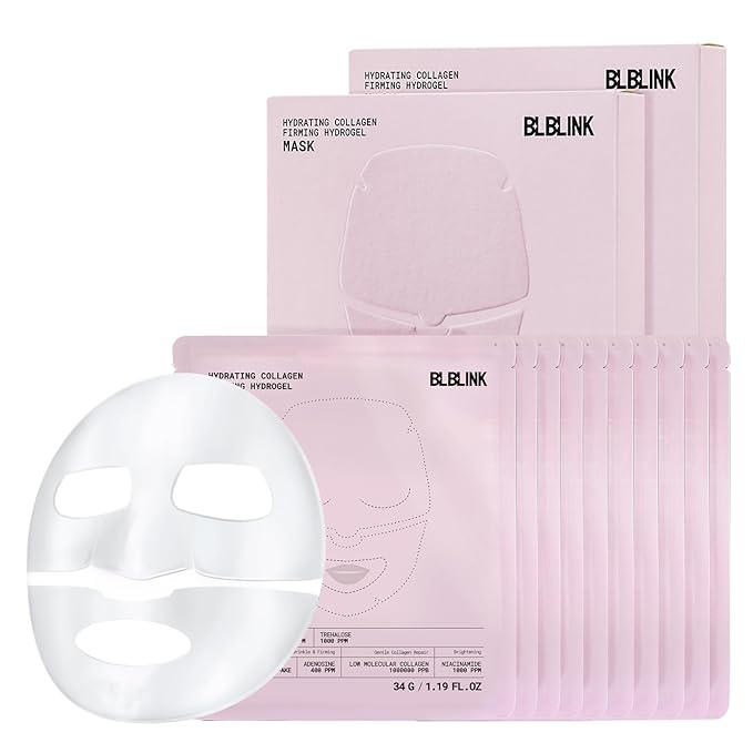 2 Pack Moisturizing Collagen Firming Hydrogel Mask 34gx10ea, Overnight Repair for Dry Skin, Collagen Face Masks, Firming & Anti-Aging, Hydrating Face Masks,Skincare