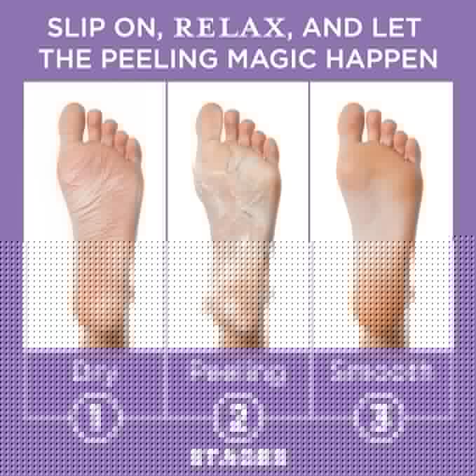 Lee Beauty Exfoliating Foot Peeling Mask (4 Pack) - Foot Mask for Dry Cracked Feet with Lavender, Lactic Acid and Mandelic Acid - Removes Dead Skin Feet Peeling Mask (4 Pairs)