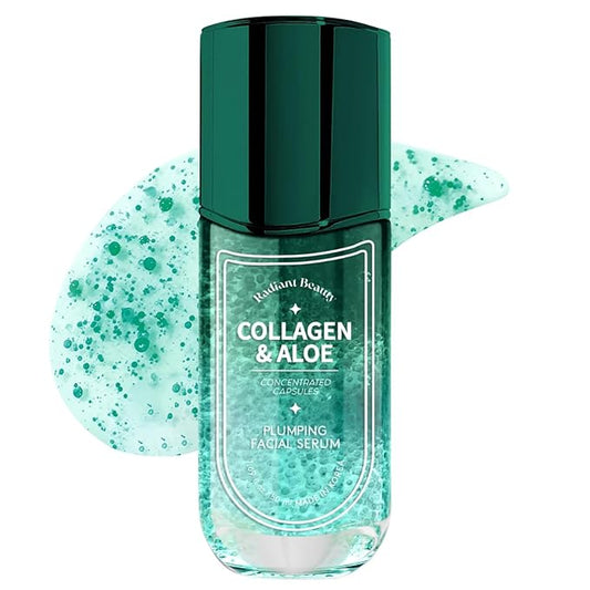Collagen & Aloe Facial Serum - Anti-Aging, Plumping, Hydrating - Reduces Fine Lines & Wrinkles, Combats Dark Spots - Dermatologist Tested, Korean Skin Care - 1.69 FL.OZ.