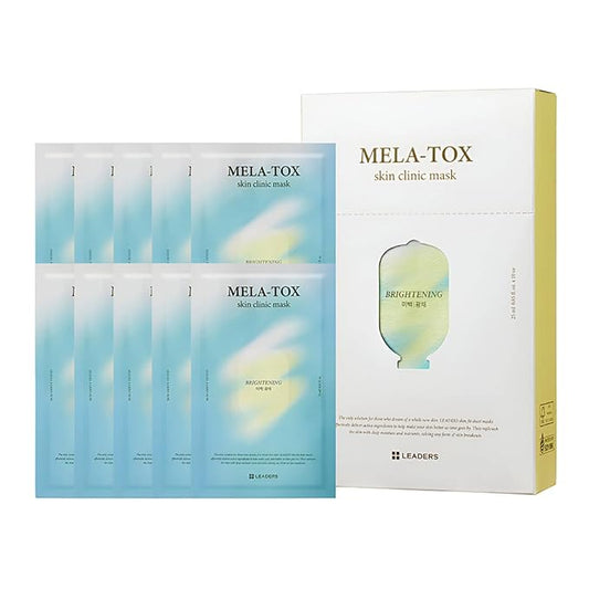 LEADERS Mela-Tox Skin Clinic Mask | Help Support and Refresh Skin Mask, Gentle & Non Irritating | Suitable for All Skin Types - 10 Sheets