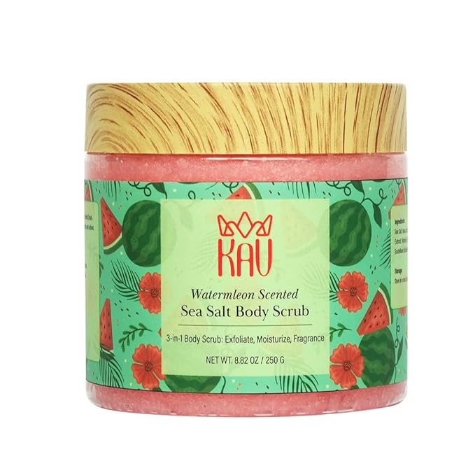 KAV Salt Body Scrub - Natural Exfoliating Salt Scrub for Body and Face, Helps with Moisturizing Skin, Dead Cell Removal, Rejuvenation and Relaxation, 4 Scents (Watermelon)