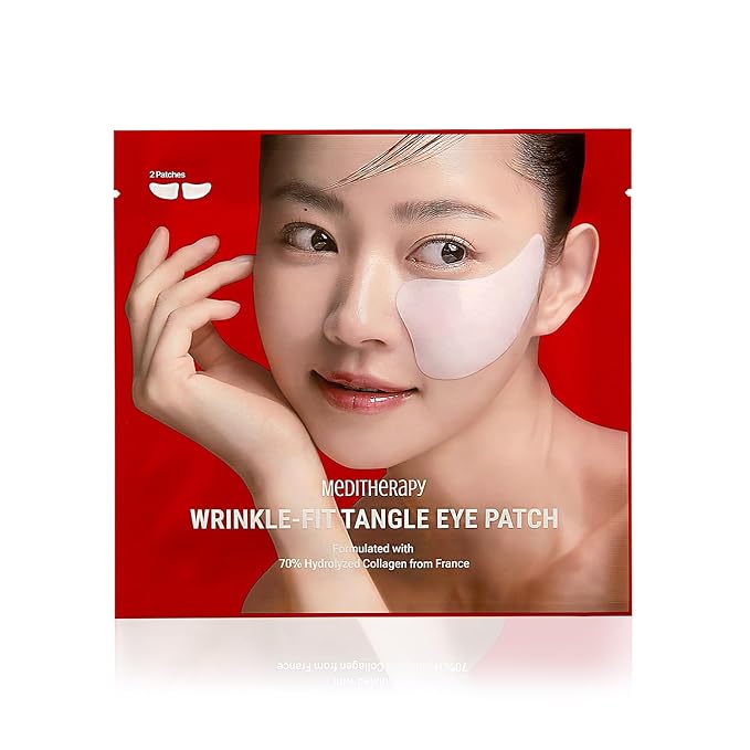 MEDITHERAPY Wrinkle-fit Tangle Eye Patch - Under Eye Patches for Dark Circles and Puffy Eyes - Eye Bags Treatment for Women - Mega Collagen Gel Pads for Puffiness - Firming & Deep Hydrating - 4EA