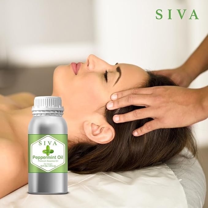 Siva Peppermint Essential Oil - 16 Fl Oz – Natural Peppermint Oil - for Diffuser, Face, Skin Care, Aromatherapy, Hair Care, Scalp and Body Massage