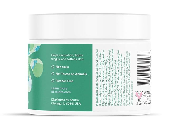 ASUTRA Treat your Feet Foot Cream, 3.4 oz - Rich Lotion with Shea Butter for Dry, Cracked Feet, Peppermint & Tea Tree Essential Oils for Healthy Feet
