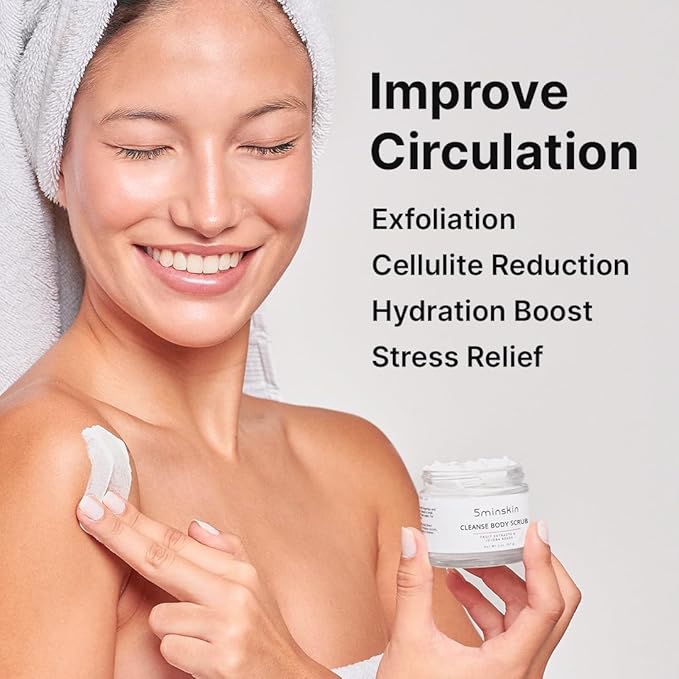 5minskin Body Scrub with Fruit Extracts and Jojoba Beads | Nourishes Bath | Smoothing Body Scrub | Hydrating and Exfoliating | Essential Care