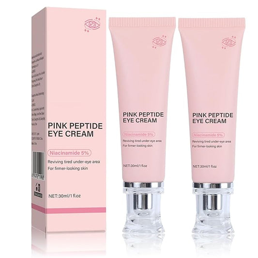 PDRN Pink Peptide Eye Serum Cream, Hydrating & Firming Eye Cream for Dark Circles, Anti-Aging Treatment Reduces Fine Lines, Uneven Skin Tone, Soothing Pink Moisturizer with Peptides, 1.01fl.oz (2)