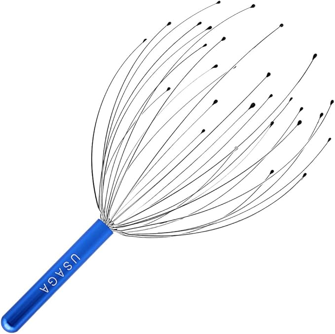 USAGA 28 Fingers Head Scratcher, Head Massager, Scalp Massager for Scalp Body Relaxing (Blue)