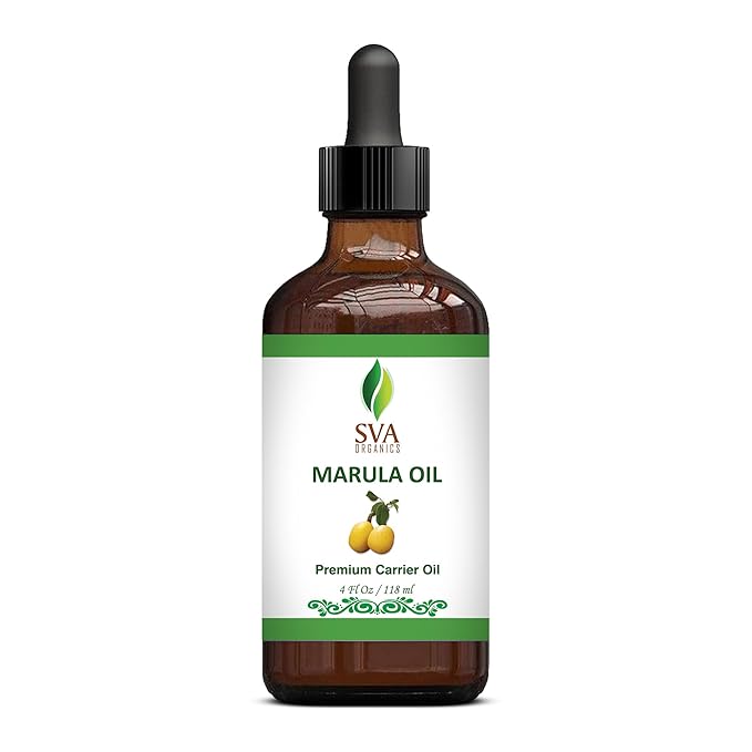 SVA Marula Seed Oil Organic - 4 Fl Oz – 100% Natural Cold Pressed Organic Marula Oil - for Face, Skin Care, Hair Care, Scalp Massage & Body Massage – Carrier Oil with Dropper