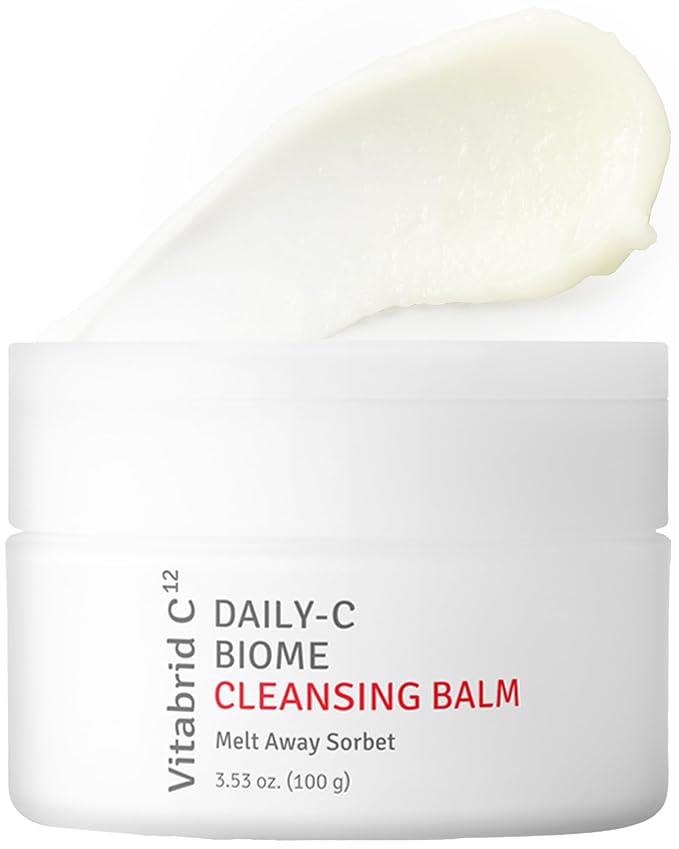Daily-C Biome Cleansing Balm - Balm to Oil Gentle Makeup Cleanser - Hydrating & Exfoliating Antioxidant Face Cleanser with Vitamin C, Cica, Microbiome - Vibrant and Radiant Complextion, 3.53oz.