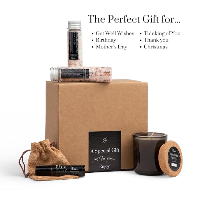 Natural Self Care Gifts for Women Basket Get Well Gifts for Women After Surgery, Bath Salts Set, Self Spa Kit, Sick Care Package, Home Spa Kit, Get Well Basket for Men After Surgery, Lavender Bath Set