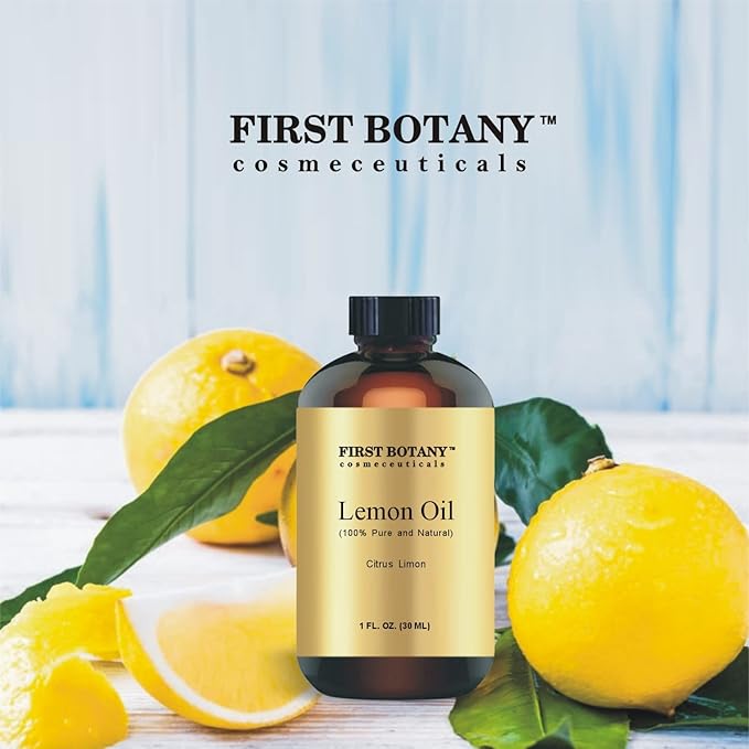 First Botany, 100% Pure Lemon Oil - Premium Lemon Essential Oil for Aromatherapy, Massage, Topical & Household Uses - 1 fl oz