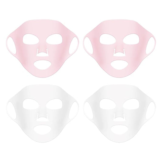 4 Pack Silicone Face Mask Holder for Sheet Masks,Moisturizing Facial Mask Cover,Prevent Evaporation,Beauty Face Tool,Travel Pouch,Reusable Anti-Wrinkle Silicone Face Mask