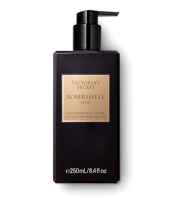 Victoria's Secret Bombshell Oud Fragrance Body Lotion, Notes of Spice, Pink Saffron & Peony (8.4 oz)