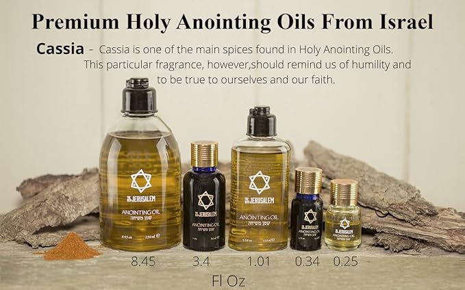 Cassia Anointing Oil from Israel, Holy Spiritual Oils Bottles from Jerusalem Blessed, Handmade with Natural Ingredients and Blessed for Wedding Ceremony, Religious Use, 0.25 Fl Oz