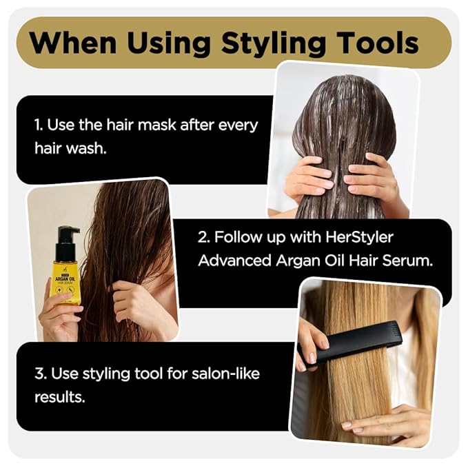 Herstyler Argan Oil Hair Mask - Hair Mask For Dry Damaged Hair and Growth - Deep Conditioning Argan Oil Har Mask - Curly Hair Mask for Limp Dull Hair - Anti-Frizz Hair Mask