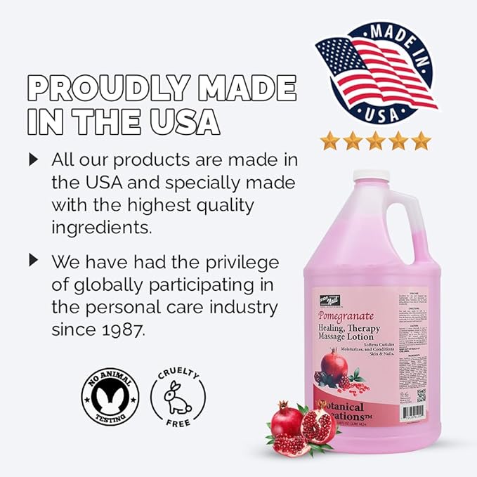 PRO NAIL - Healing Therapy Massage Lotion - Professional Pedicure, Body and Hot Oil Manicure, Infused with Natural Oils, Vitamins, Panthenol and Amino Acids (Pomegranate, 1 Gallon)