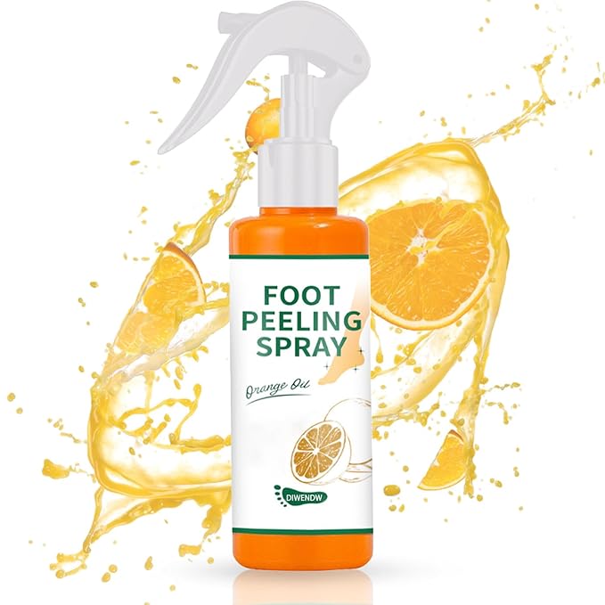 Foot Peel Spray Orange Oil,Refreshing and Moisturizing Foot Exfoliating Cleansing Spray for All Skin Types,Instant Foot Peeling Spray to Remove Dead Skin