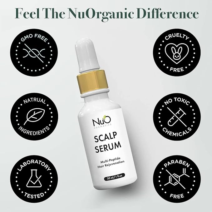 nuorganic Dry Scalp Serum to Hydrate and Moisturize Hair Follicles — Reduce Hair Loss, Flakiness, Dryness and Itch All in One — Vegan & Organic (1 fl.Oz / 30ml)