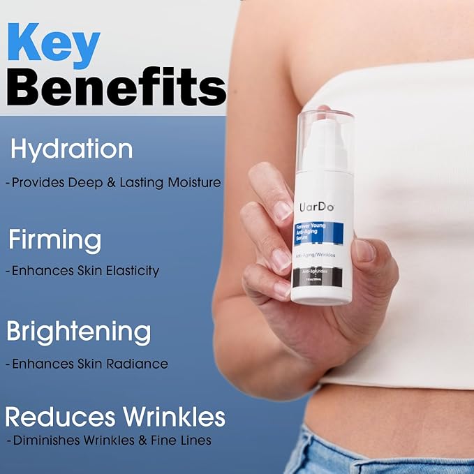 Uardo Forever Young Anti-Aging Serum 1 Fl Oz / 30 ml - usn103 | For Wrinkles, Fine Lines | Increases Skin Firmness | With Antioxidants & Peptides | For Women and Men