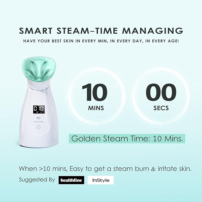 Nano Ionic Facial Steamer- Professional Smart Face Steamer Machine, Hot Mist Hydrating Moisturizing Skin Unclogs Pores Humidifier for Women Men Face Sauna Home Spa Quality(Green)