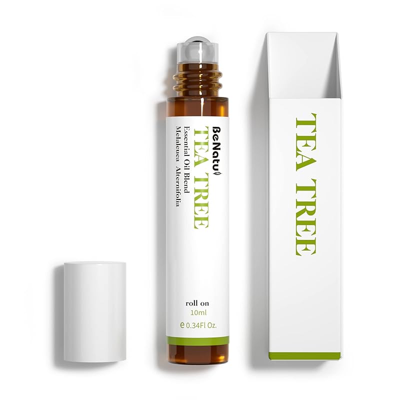 Benatu Tea Tree Oil for Skin Care, Natural Essential Oil Blend Roll On for Aromatherapy, Body Topical Massage Pre-Diluted Travel Size Roller 10ml