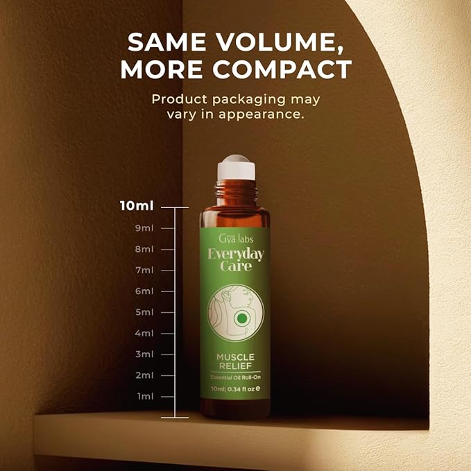 Gya Labs Deep Muscle Relief Essential Oil Roll on - Blended with Soothing Cinnamon, Energizing Ginger Oil & More - Natural Aromatherapy for Sore Muscles & Tension, Travel Size (0.34 Fl Oz)