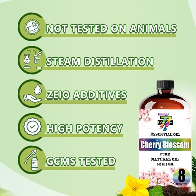 Cherry Blossom Essential Oil (8 oz/240 ml) - Cherry Blossom Oils Used in diffusers, humidifiers, Home Baths, Cleaning Products, Yoga, DIY Soaps and DIY Scented Candles
