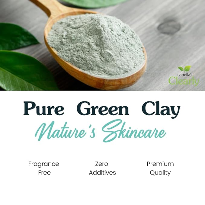 Deep Pore Cleansing French Green CLAY for Face, Body, Skincare | Natural Hydrating Facial Mask for Blackheads and Pores + Body Mask + Clarifying Hair Mask (Bulk 8 Oz + Applicator Brush)